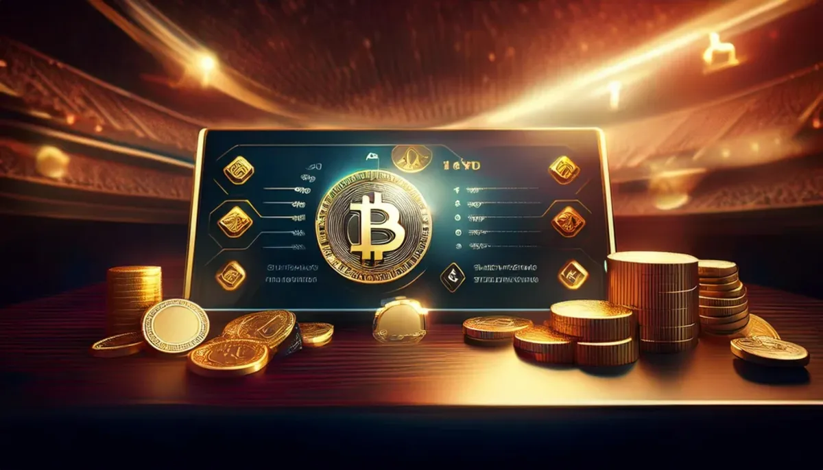 Glowing account dashboard screen surrounded by stacks of gold coins, representing a protected balance